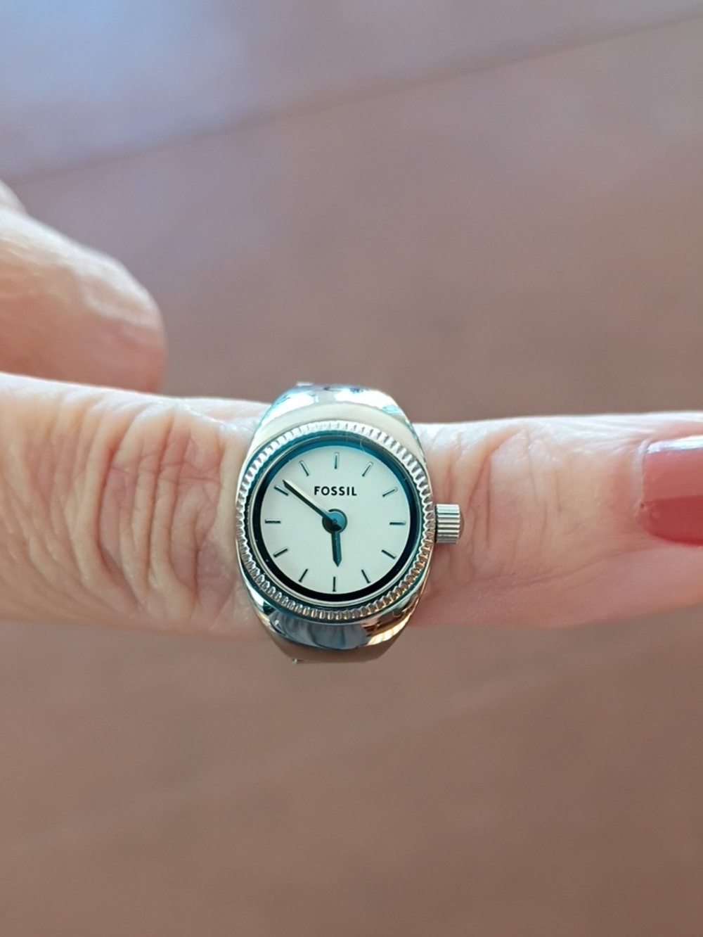 NWOT Fossil Silver Ring Watch